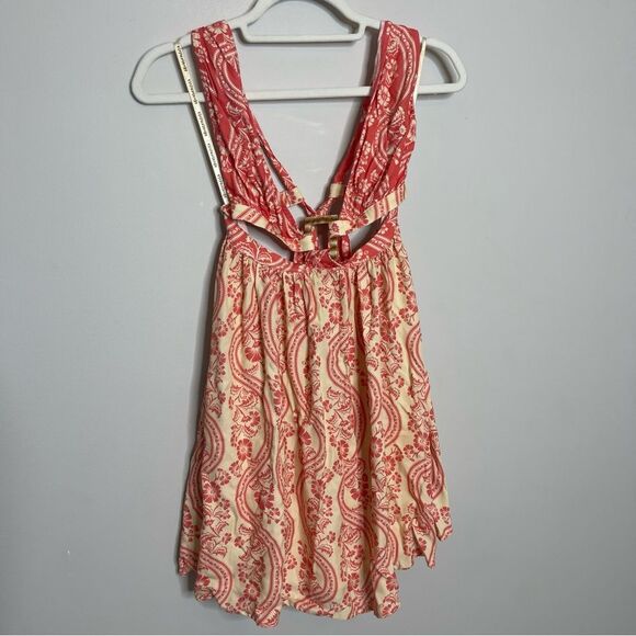 Agua Bendita Gillian Cut Out Mini Dress Cream Coral Womens Size Medium NWT - Picture 8 of 8